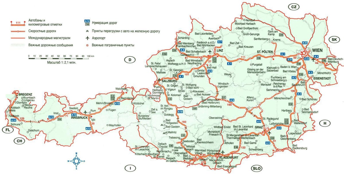 подробна карта в Австрия
