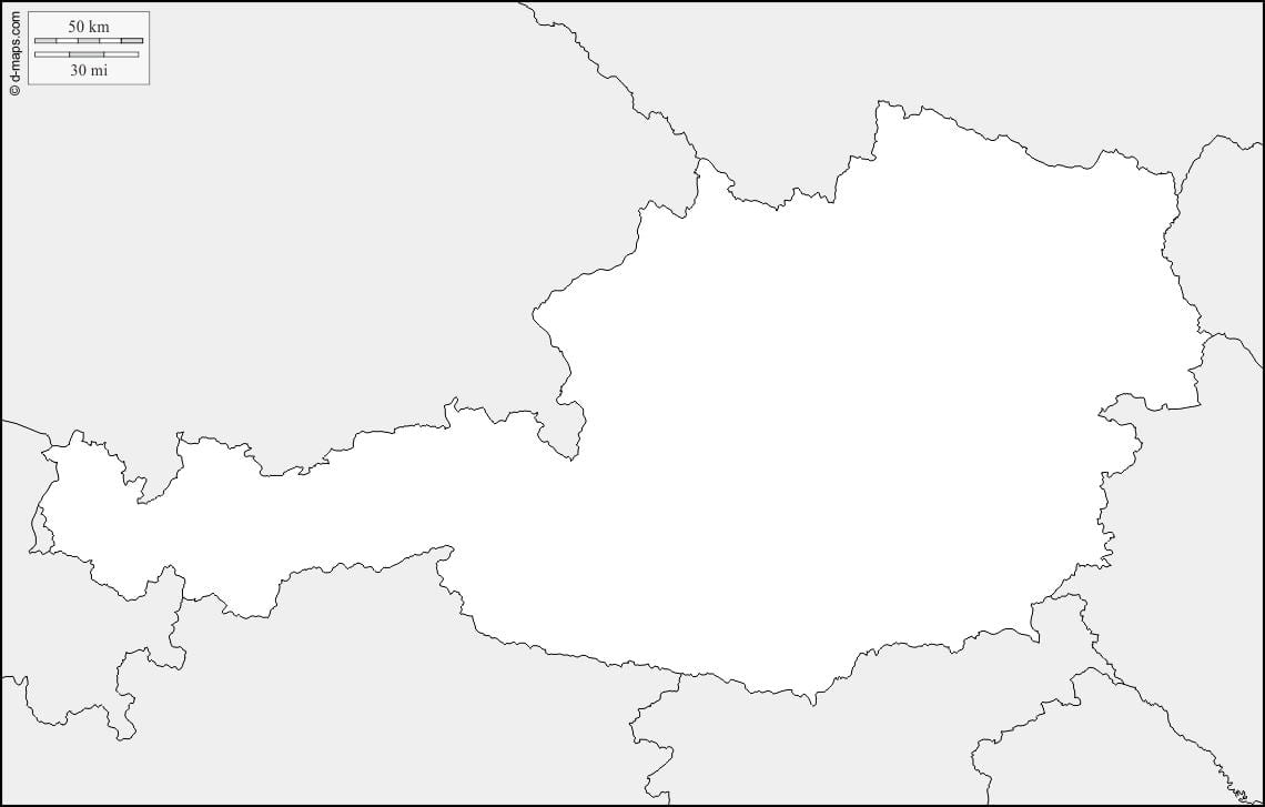 карта на Австрия очертават карта