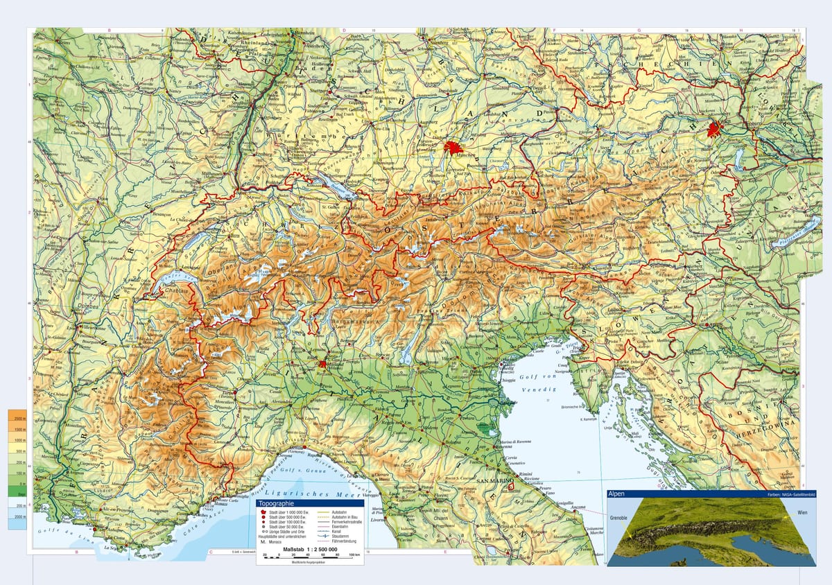 топографическая карта в Австрия