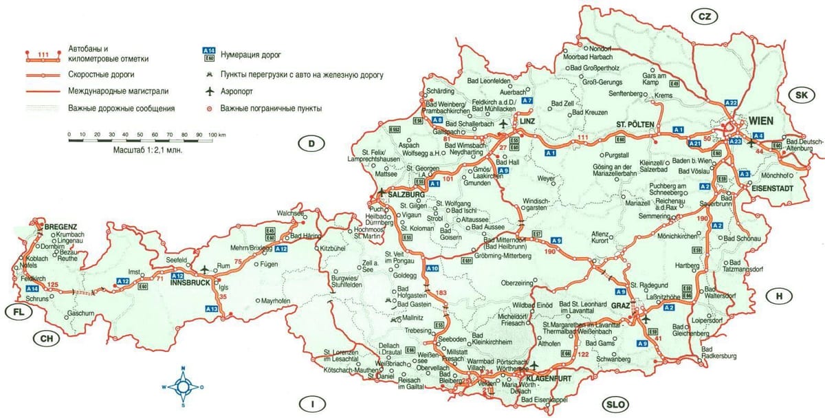 Австрия карта за пътуване