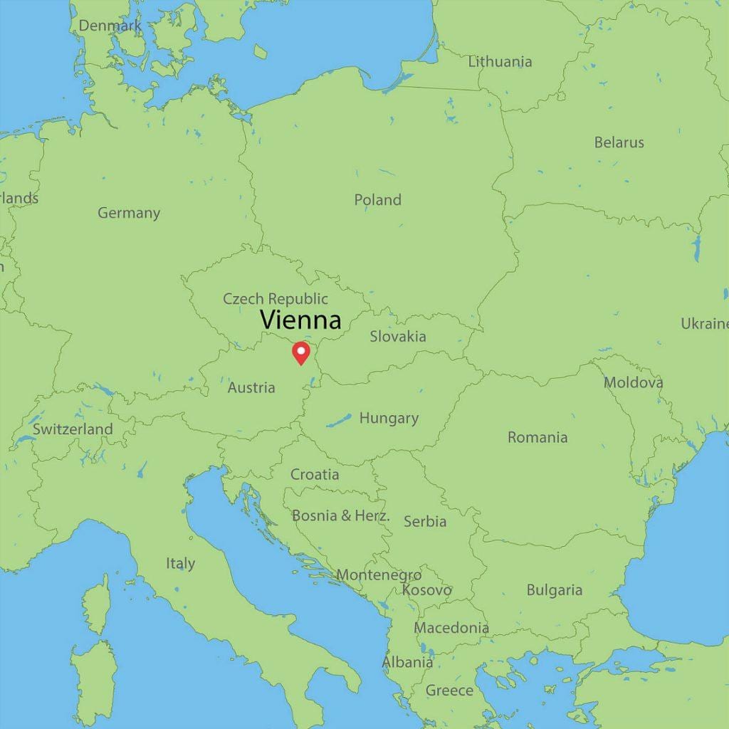 карта на виена, Австрия карта на Европа