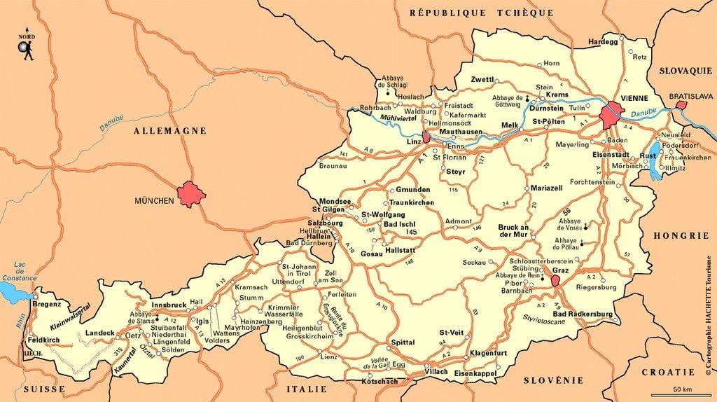карта на Виена, Австрия