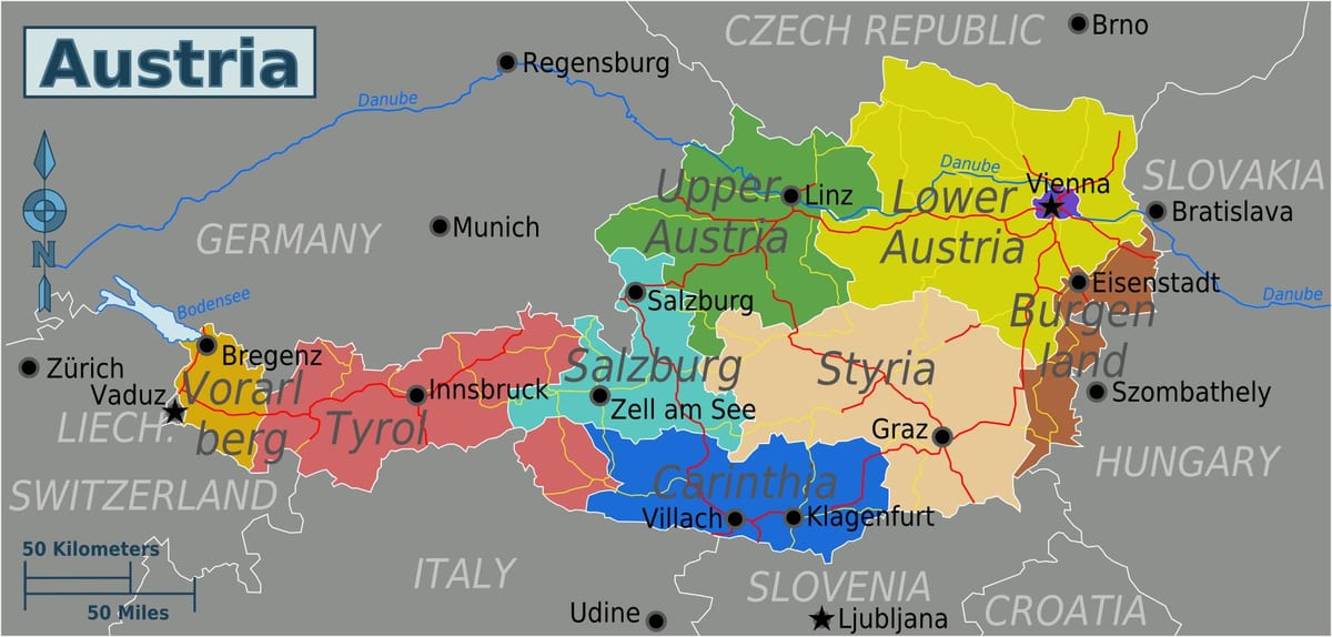 карта в Австрия