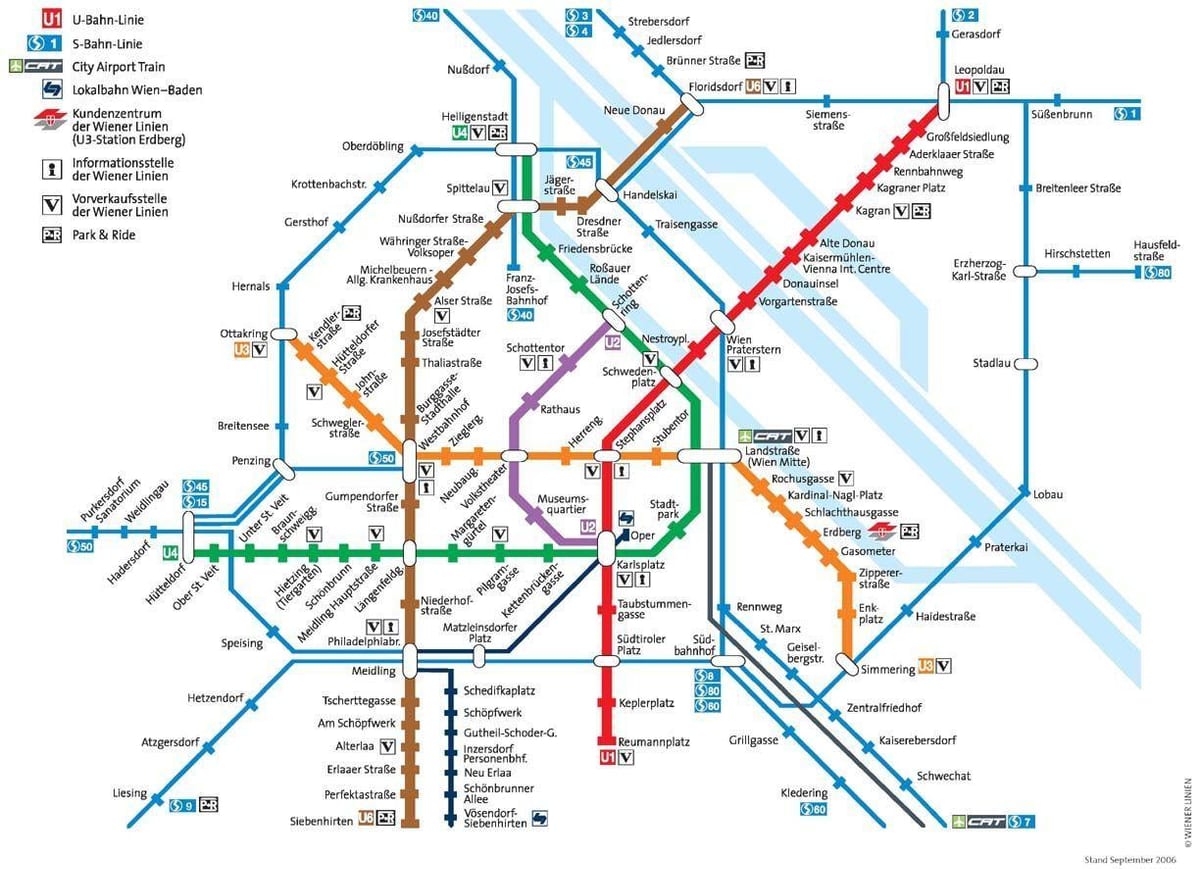 Виена Австрия карта на метрото