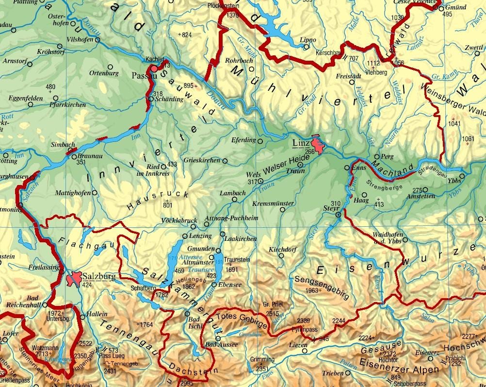 картата на горна Австрия