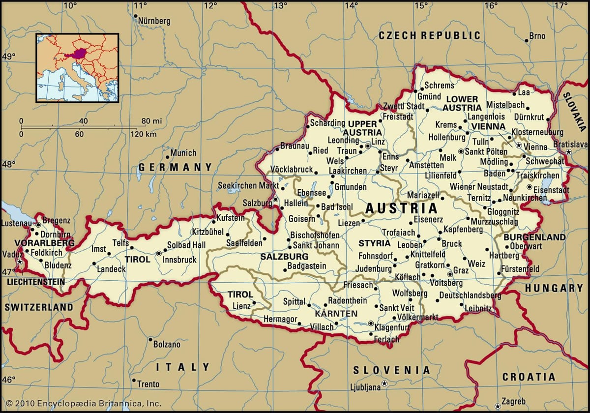 карта замъци в Австрия