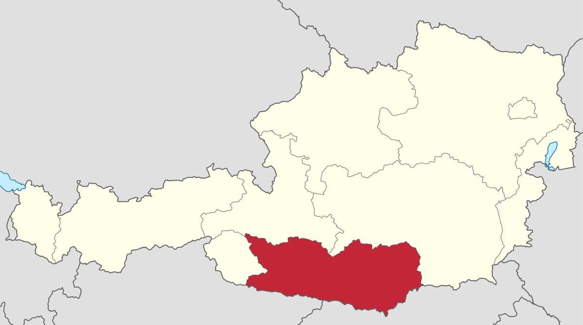 карта на каринтия, Австрия 