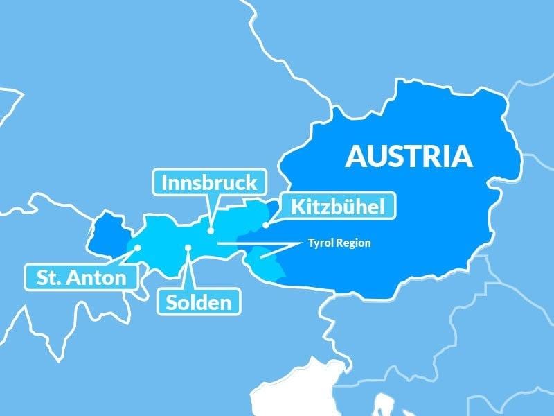 карта карта на тирол, Австрия