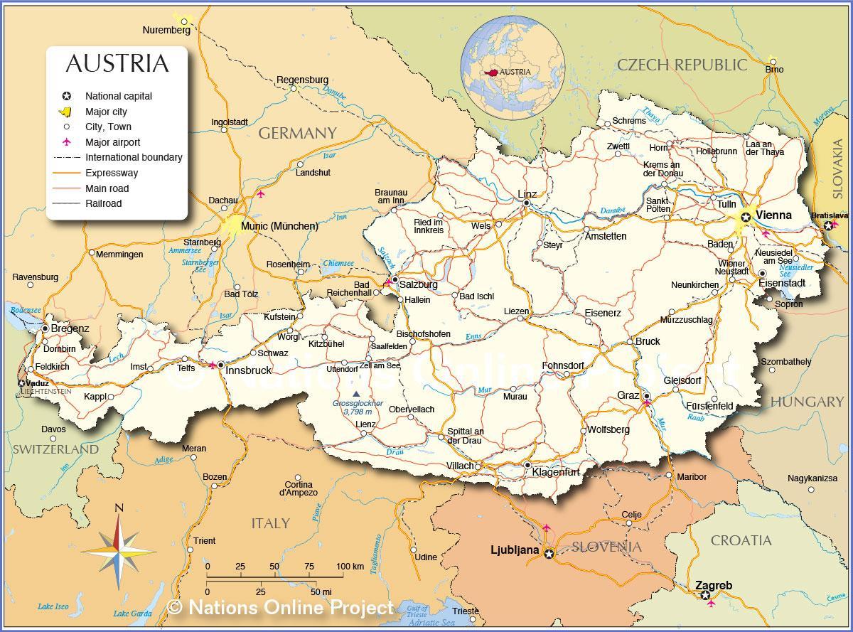 карта на Австрия в градове и села